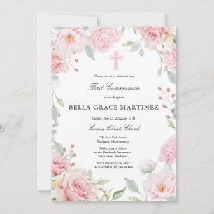 Rosa Rose Erste Kommune Blush Pink Rose Einladung