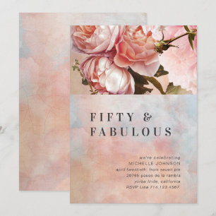 Rosa Rose fifty Fabulous floral Minimal botanisch Einladung