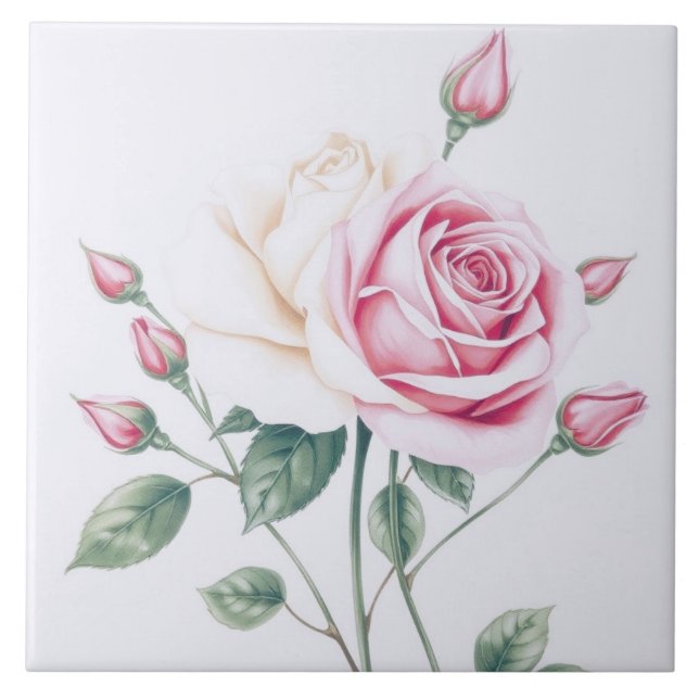 Rosa Rose Fliese (Vorderseite)