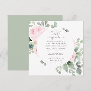 Rosa Rose Floral Baby Sprinkle Einladung