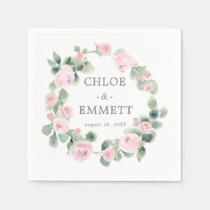 Rosa Rose Floral Eukalyptus Wedding Napkins Serviette