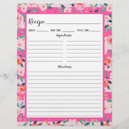 Rosa Rose Floral Streifen Rezept Binder Seite