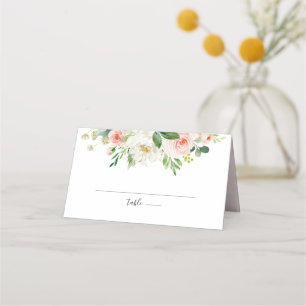 Rosa Rose Florals Moderne botanische Hochzeit Platzkarte