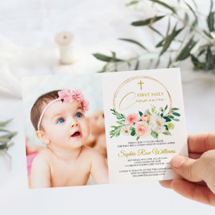 Rosa Rose Foto Girl Einladung