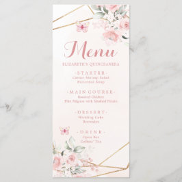 Rosa Rose Geometric 16 . Geburtstag Geburtstag Menükarte