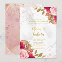 Rosa Rose Geometric Alcohol Tinte Elegante Hochzei