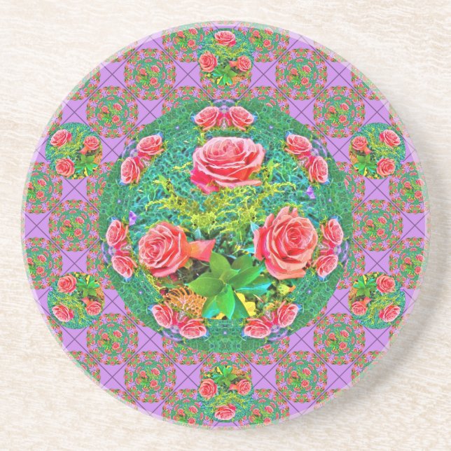 Rosa Rose Getränkeuntersetzer (Vorne)