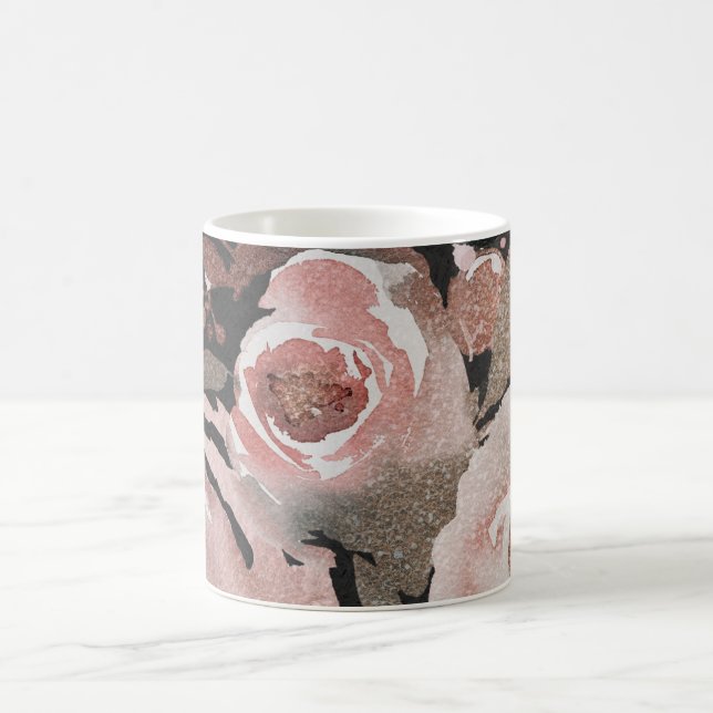 Rosa Rose Glitzer Rose Dunkle Blütengläser Elegant Tasse (Mittel)