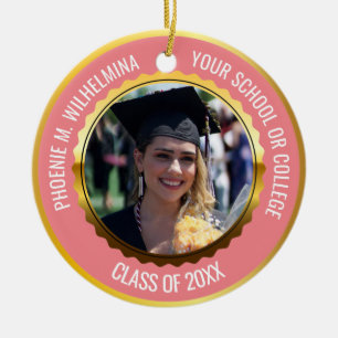 Rosa Rose Gold 2 Foto Abschluss Class 2022 Keramik Ornament