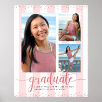 Rosa Rose Gold Abschluss 3 Foto Glitzer Script