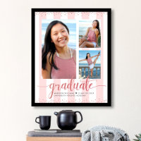 Rosa Rose Gold Abschluss 3 Foto Glitzer Script