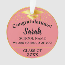 Rosa Rose Gold Abschluss Class of 2025 Custom Ornament