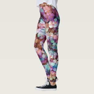 Rosa Rose Gold Aquamarin Mosaik Millefiori Blume Leggings