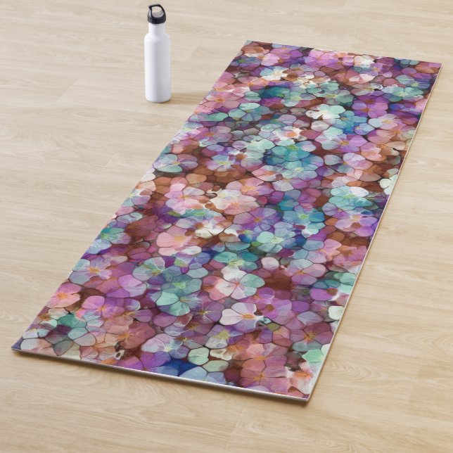 Rosa Rose Gold Aquamarin Mosaik Millefiori Blume Yogamatte (Beispiel)