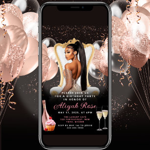 Rosa Rose Gold Balloons Royal Einladung zum Geburt