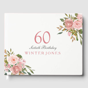 Rosa Rose Gold Blume 60. Geburtstagsparty Gästebuch