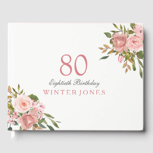 Rosa Rose Gold Blume 80. Geburtstagsparty Gästebuch