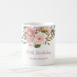 Rosa Rose Gold Blume 90. Geburtstagsparty Geschenk Kaffeetasse