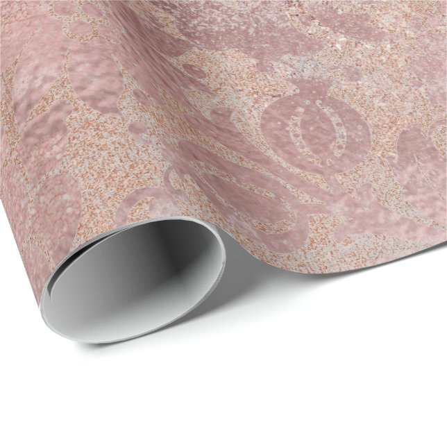 Rosa Rose Gold Blumenpulver grungy Metallic Geschenkpapier (Rolleneckpunkt)