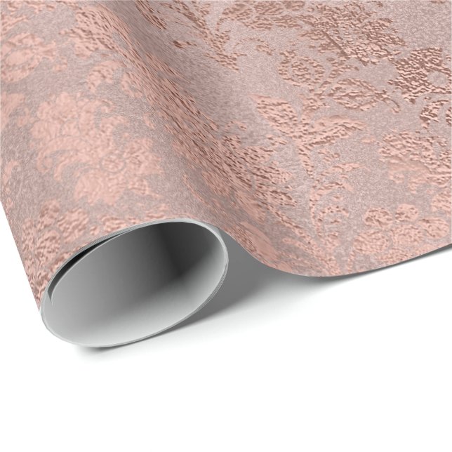 Rosa Rose Gold Blumenpulver Monochro Geschenkpapier (Rolleneckpunkt)
