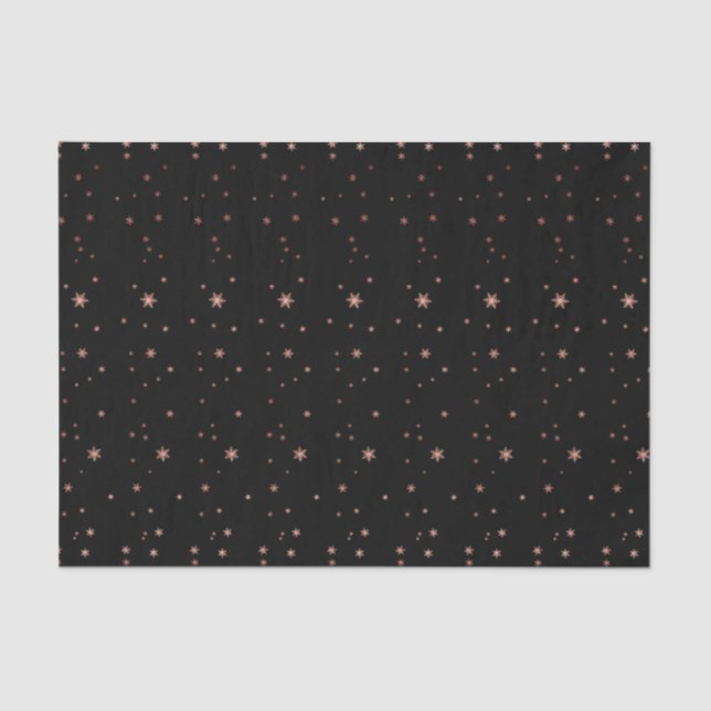 Rosa Rose Gold Blush Black Stars Sky Night Seidenpapier (Vorderseite)