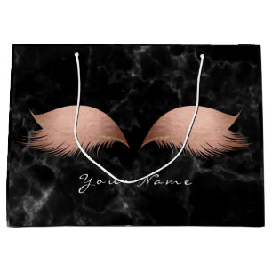 Rosa Rose Gold Blush Marmor Lashes Schwarz Große Geschenktüte