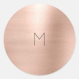 Rosa Rose Gold Blush Metallic Minimales Monogramm Runder Aufkleber