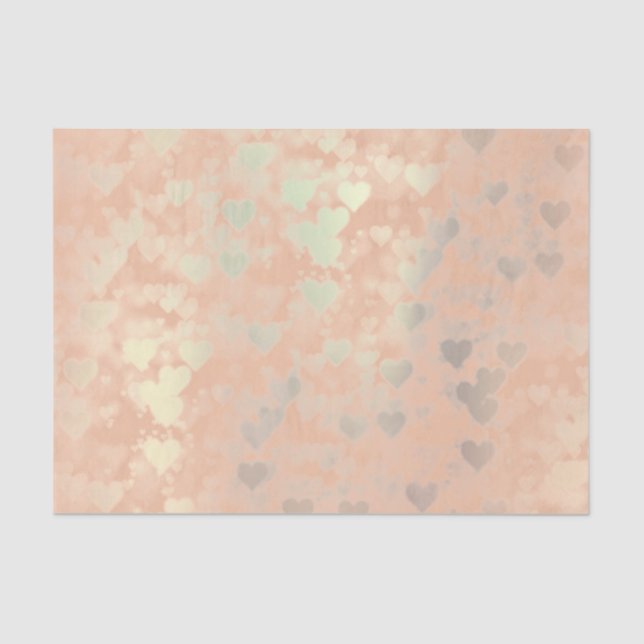 Rosa Rose Gold Blush Metallic Powder Hearts Seidenpapier (Vorderseite)