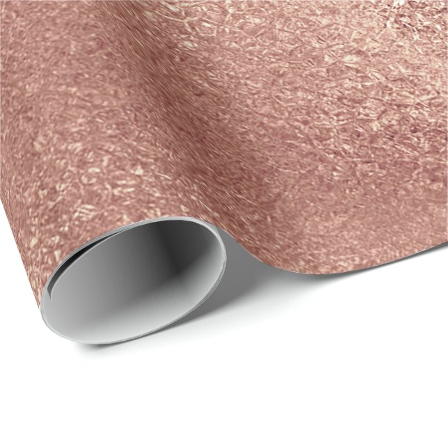 Rosa Rose Gold Blush Peach Shiny Glass Pulver Geschenkpapier (Rolleneckpunkt)