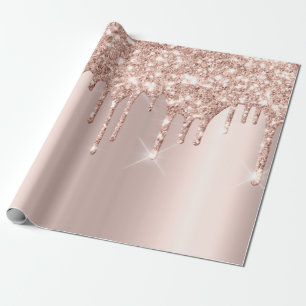 Rosa Rose Gold Blush Spark Powder Tropfen Glitzer Geschenkpapier