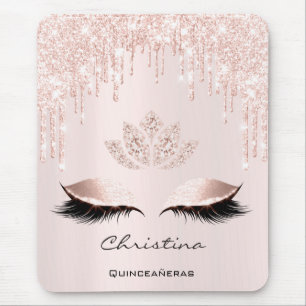 Rosa Rose Gold Blush Tropfen Funkelnd Lotus Name R Mousepad