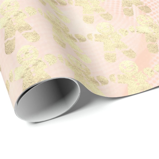 Rosa Rose Gold Blush Weihnachtsginger Typ Geschenkpapier (Rolleneckpunkt)