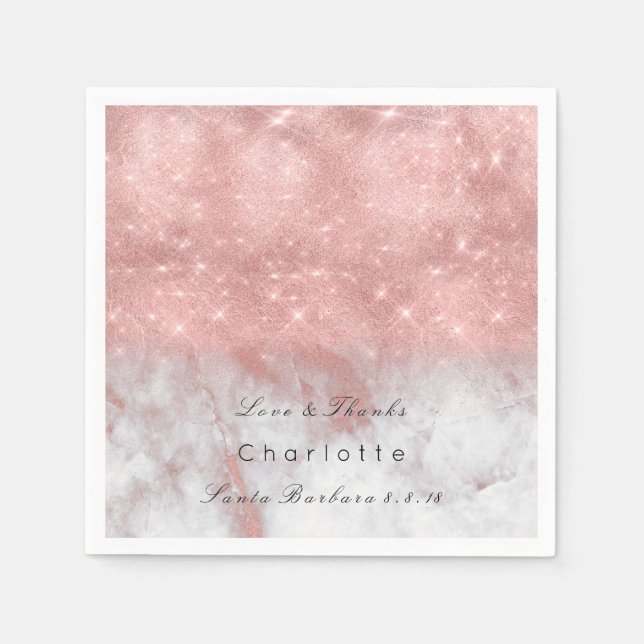 Rosa Rose Gold Blush Weißer grauer Marmor Party Lu Serviette (Vorderseite)