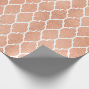 Rosa Rose Gold Blush White Quatrefoil Glam Geschenkpapier