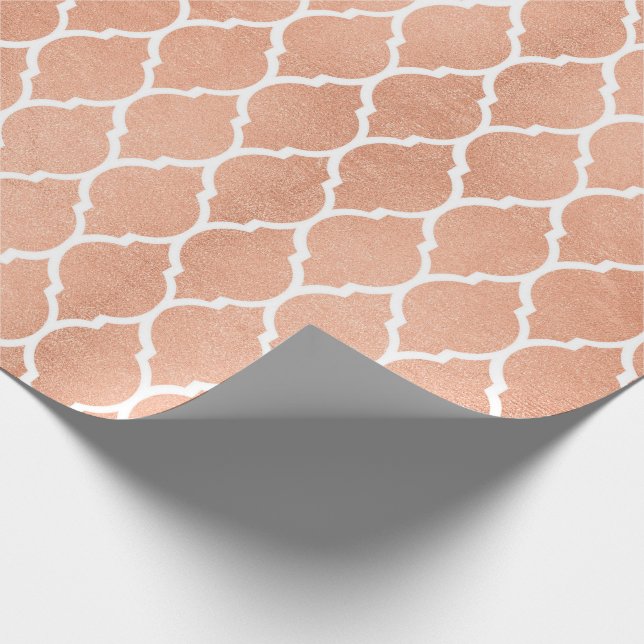 Rosa Rose Gold Blush White Quatrefoil Glam Geschenkpapier (Ecke)