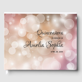 Rosa Rose Gold Bokeh Quinceanera Party Gästebuch