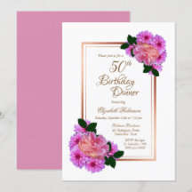 Rosa Rose Gold Border 50. Geburtstag Abendessen