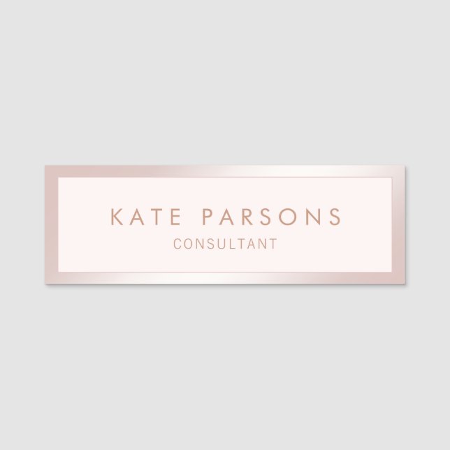 Rosa Rose Gold Border Beauty Wellness-Center Name  Namensschild (Vorderseite)