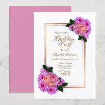 Rosa Rose Gold Border Geburtstagsparty