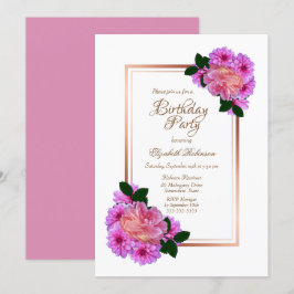 Rosa Rose Gold Border Geburtstagsparty Einladung