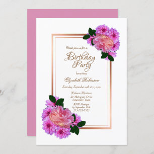 Rosa Rose Gold Border Geburtstagsparty Einladung