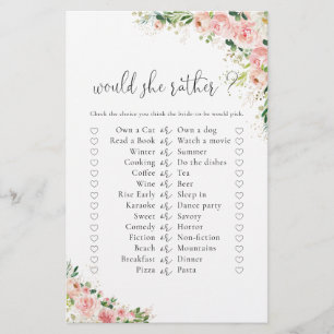 Rosa Rose Gold Brautparty Game
