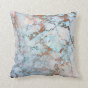 Rosa Rose Gold Brush Powder Blaue Marmor Kissen