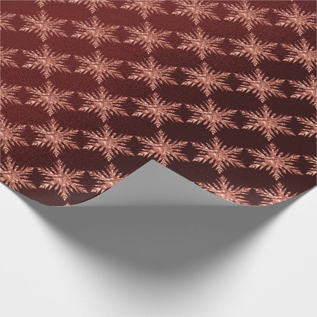 Rosa Rose Gold Burgund Merry Snowflake Geschenkpapier (Ecke)