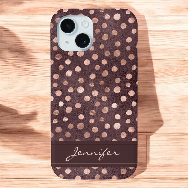 Rosa Rose Gold - Burgund Polka Dot Pattern Case-Mate iPhone Hülle (Von Creator hochgeladen)