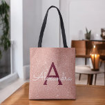 Rosa Rose Gold Burgund Sparkle Elegantes Monogramm<br><div class="desc">Blush Pink - Rose Gold und Burgund Imitate Sparkle und Glitzer Elegant Monogram Book Bag. Dieses Buchtasche kann so angepasst werden,  dass sie Ihren Vor- und Erstnamen enthält.</div>