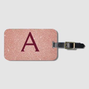 Rosa Rose Gold Burgund Sparkus Glitzer Monogramm Gepäckanhänger