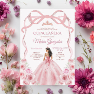 Rosa Rose Gold Crow Princess Girl Quinceañera Einladung