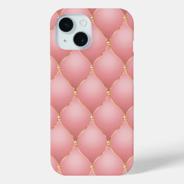Rosa Rose Gold Diamond Tufted iPhone Case (Rückseite)