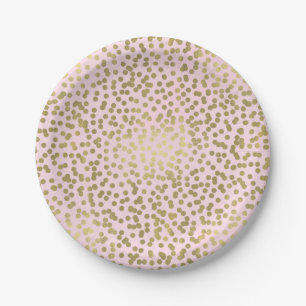 Rosa Rose & Gold Dots Confetti Elegantes Glam Pappteller